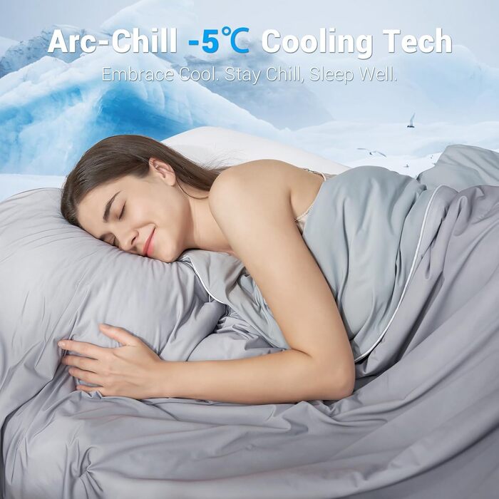 Охолоджуюча літня ковдра Elegear з технологією Arc-Chill 3.0 та Q-MAX > 0.5, 150x200 см (сіра) / 200x220 см - гіпоалергенна ковдра для кращого сну