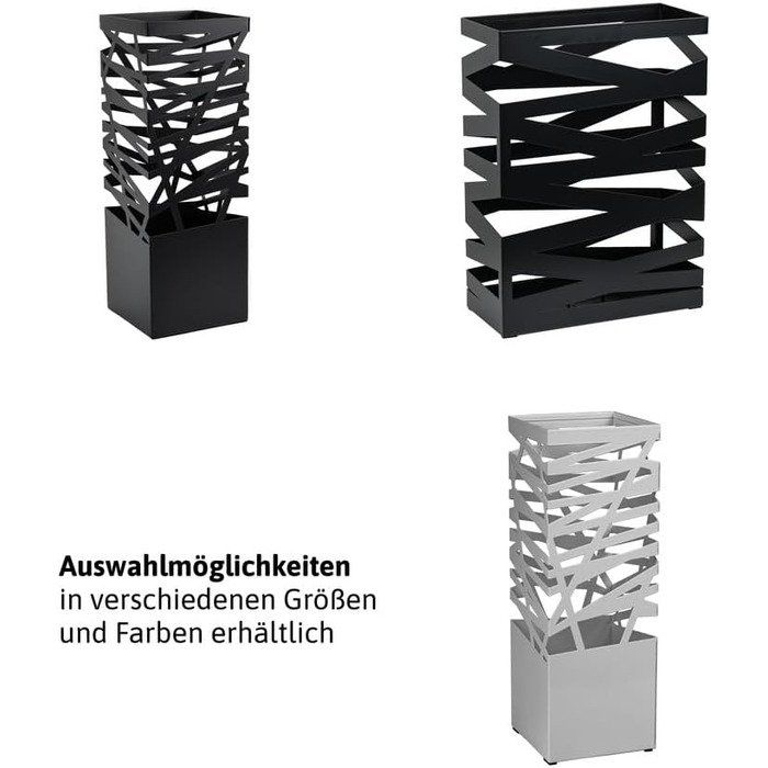 Dönges 'Maxi' Metal Umbrella Stand with Drip Tray & Hooks - Space-Saving, Elegant Black - Ideal for Entryway & Foyer Decor