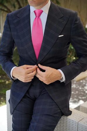 Краватка та нагрудна хустинка Enlision Solide Krawatte - однотонний комплект для весілля, різні кольори, A2 Фуксія