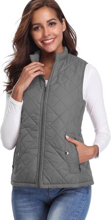 Жіноча легка зимова куртка-жилет з пуху та пера, тепла осінньо-зимова модель, з кишенями, для активного відпочинку, темно-сірий колір (L)