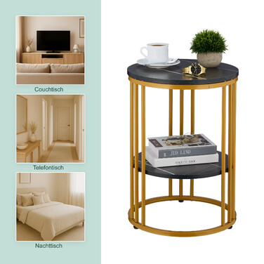 Relaxdays Side Table with Marble Look