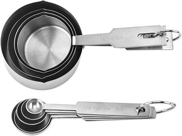 Measuring spoon, square handle, measuring cup, measuring spoon, kitchen for cooking (silver)