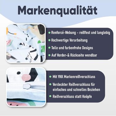 Комплект постільної білизни для дитячого ліжечка Kinder з 100% бавовни (100x135 см) з тваринами. Підходить для хлопчиків, легко періть при 60°C. Включає постільну білизну та подушку (40x60 см).