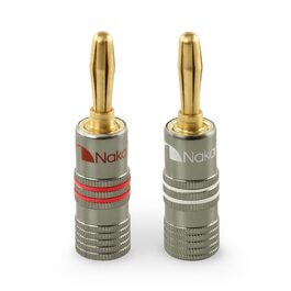 Бананові роз'єми Nakamichi Ultimate Series 24K золоте покриття, берилієво-мідні конектори для акустичних кабелів 12-18 AWG, 4 мм, для HiFi колонок та підсилювачів, 2 шт (1 пара)