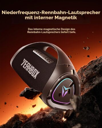 Портативна Bluetooth колонка YEAHBOX Sonic Boom Max 300W з басами, IP67, чорна