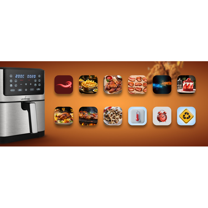 Аерофритюрниця Lehmann Fresco LHODF-1880 1800Вт 8л, сріблясто-сіра