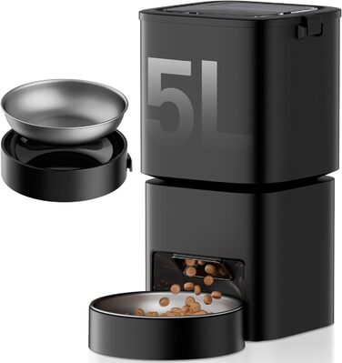 Автомат для годування котів та собак, 5л, інтелектуальний, програмований, білий/чорний