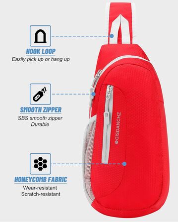 Сумка через плече Brusttasche для чоловіків та жінок, легка водонепроникна сумка через плече для подорожей, прогулянок, активного відпочинку, спорту. Червона