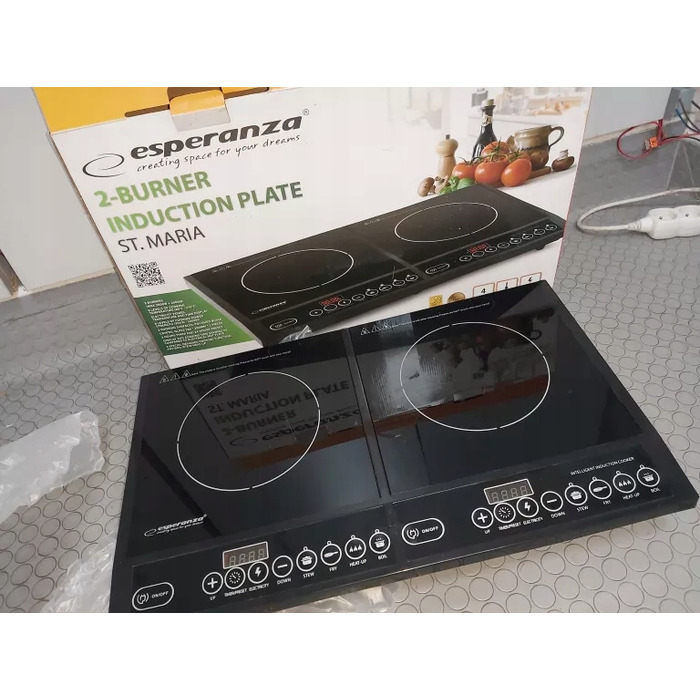Портативна індукційна плита Esperanza EKH008 на 2 конфорки, 4000 Вт, чорна