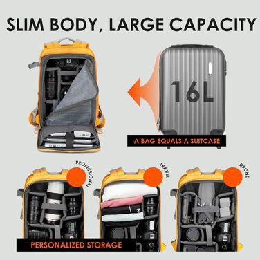 Рюкзак для камери Tarion TR-XL жовтий, водонепроникний, для DSLR з відділенням для ноутбука 15.6 дюймів та дощовиком