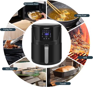 Фритюрниця LLIVEKIT з 2 камерами, 4.5L+4.5L, Airfryer 9-в-1, без олії, з сенсорним екраном, таймером