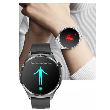 Смарт-годинник Bartomtime Kardiowatch Mtech3 з функціями ЕКГ та вимірювання глюкози, сріблястий