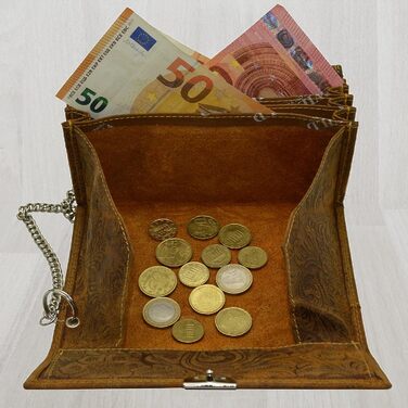 Flevado Genuine Leather Server Wallet for Women with Pattern (Light Brown)