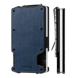 VULKIT: Елегантне металеве картхолдер з відділенням для грошей та AirTag, RFID-захист, для чоловіків (Navy Lite-litchi)