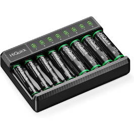 Зарядний пристрій HiQuick для акумуляторів AA AAA, 8 слотів з LED-дисплеєм, для NI-MH NI-CD акумуляторів (без акумуляторів)