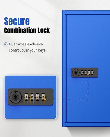 Шкафчик для ключів Uniclife на 60 позицій з комбінацією та ключовим замком, цифровий сейф, органайзер для ключів з регульованими полицями