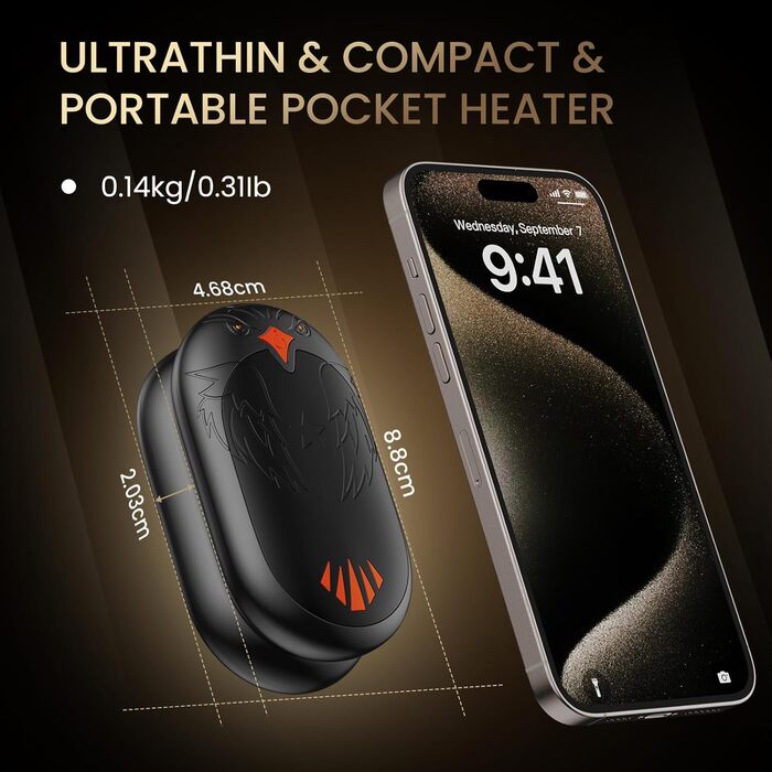 Електричні грілки для рук 2 шт. з підзарядкою USB, портативні кишенькові грілки 2-в-1 з 3 режимами нагріву, 24 години тепла, багаторазові, для активного відпочинку взимку, чорні, з магнітом