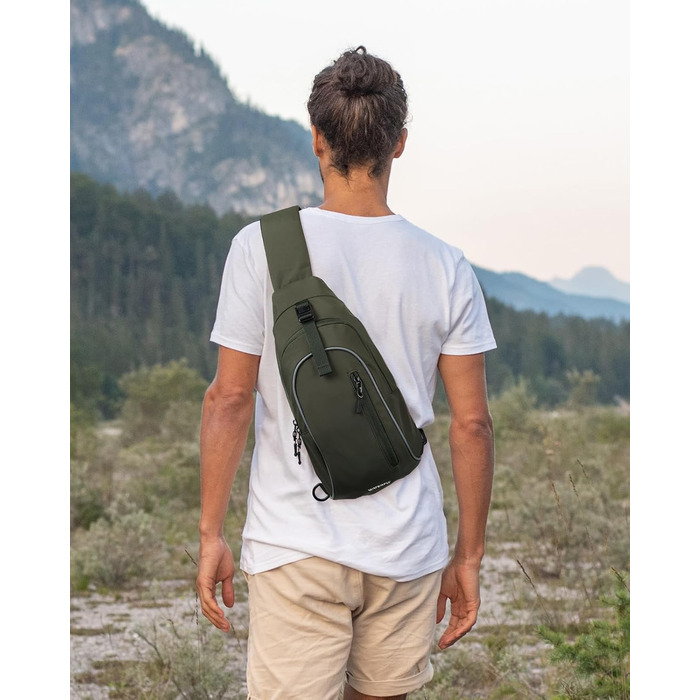 Чоловіча/Жіноча сумка через плече Waterfly: Messenger Bag, Sling Bag, Crossbody Bag для спорту, подорожей, велоїзди та піших прогулянок (Хакі)