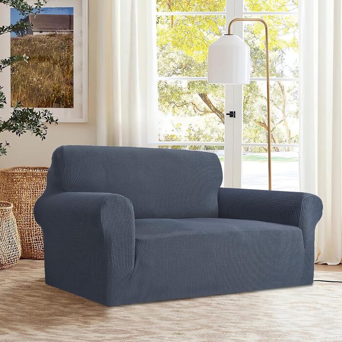 Чохол для дивану GRIFEMA на 2 місця, сірий, жаккард, еластичний, захист від тварин