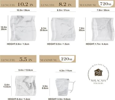 MALACASA Flora 30-Piece Marble Porcelain Dinnerware Set - Grey