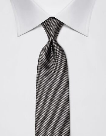 Краватка чоловіча Vincenzo Boretti шовкова з візерунком, 8 см, антрацит - для костюма та сорочки (бізнес, весілля)