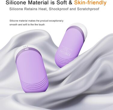 Електричні нагрівачі для рук Karecel 2 шт., Силіконові, 6000mAh, Перезаряджувані, Slim, для жінок та чоловіків (фіолетовий)