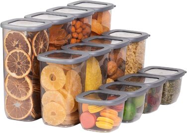 Набір контейнерів для зберігання продуктів 12 шт. з герметичними кришками, BPA-free, PP, з замком, 32 етикетки та маркер (Чорний) (4 x 0.8л / 4 x 1.6л / 4 x 2л)