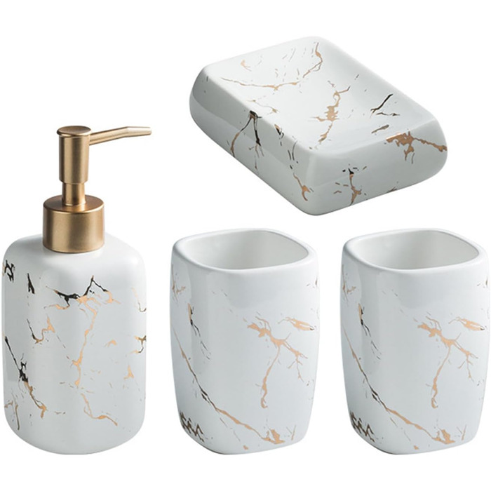 Набір аксесуарів для ванної кімнати Icegrey (4 шт) - розкішний декор, зелений та білий