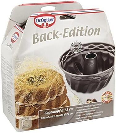 Dr. Oetker Gugelhupf Ø 22 cm, round baking tin from the Back-Edition series made of steel, Bundt tin with non-stick coating (color: brown), quantity: 1 piece