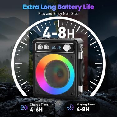 Портативна караоке-машина Ankuka з 2 бездротовими мікрофонами, 15W Bluetooth, LED-підсвічуванням, TF/USB, FM, AUX, TWS, для вечірок та свят
