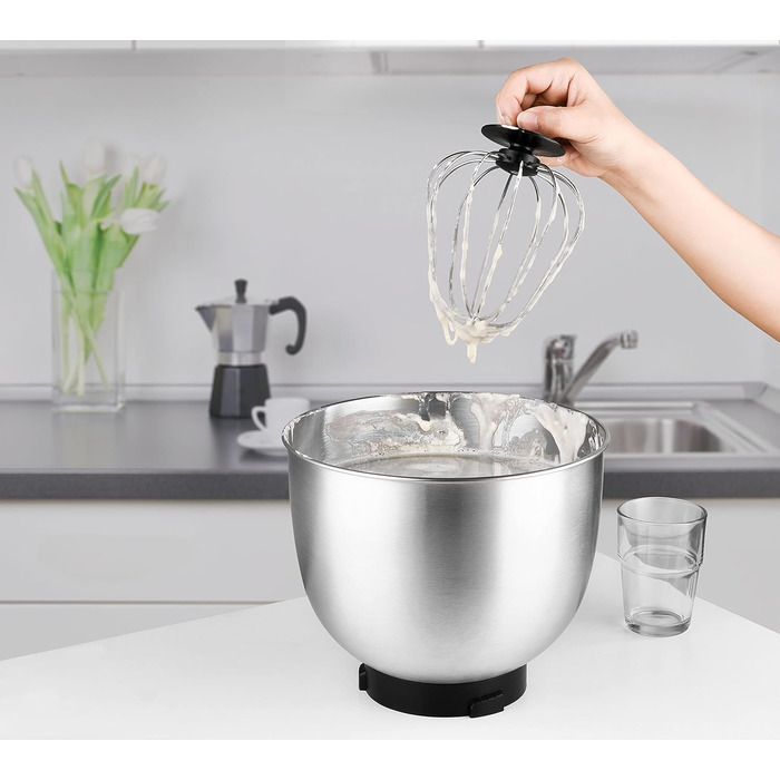 Kalorik TKG M 3014 Design Kitchen Machine with 5 Liter Stainless Steel Bowl, Die-Cast Stirring and Dough Hooks, 6 Speed Settings, Stainless Steel Whisk, Powerful 1000 Watts, Red