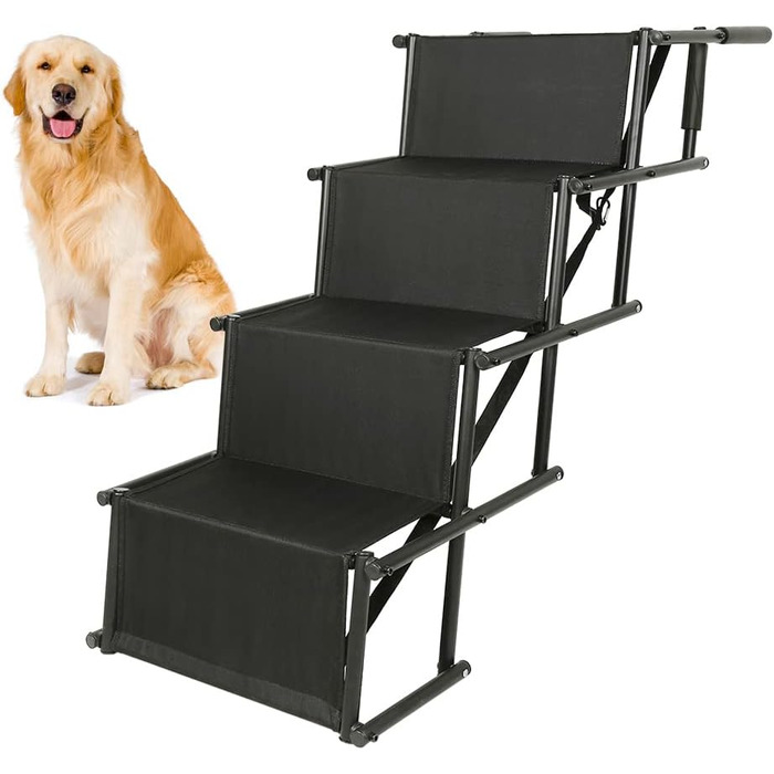 Східці для собак великих та маленьких порід, рампи для собак у машину, складані рампи для собак, неслизькі, до 80 кг, чорний