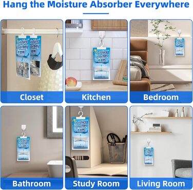 CONOPU 10 Packs x 248g (2.5KG) Hanging Air Dehumidifiers, Dehumidifier Granules, Free Yourself from Moisture for Basements, Bedrooms, Bathrooms, Eliminate Unpleasant Odors, OZ04CSD04