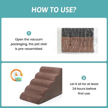 Сходинки для собак широкі, сходи для домашніх тварин з нековзким покриттям (Чорний та Білий, Чорний та Коричневий, 83x50x57 см)