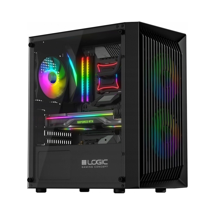 Ігровий комп'ютерний корпус Logic Atos ARGB mini, чорний, 3 вентилятори