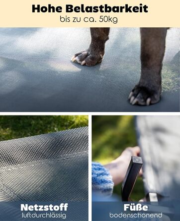 Textilene fabric dog bed, (L) 100 x 76 cm, (L 106 x W 62 x H 15 cm, Grey)