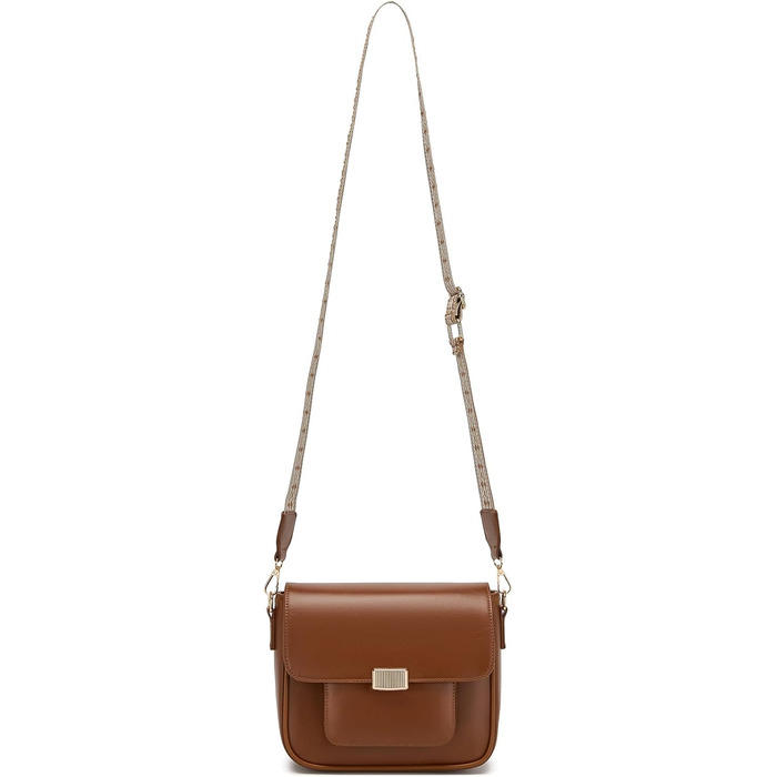 Сумка жіноча Miss Lulu середнього розміру: шкіряна сумка-тоут, крос-боді, вінтажний стиль (коричнева, 2513)