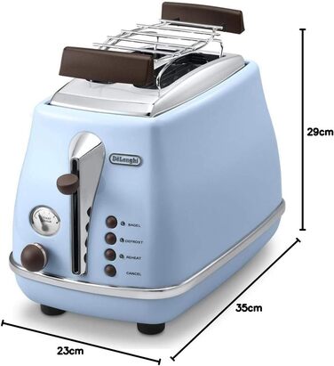 Тостер De'Longhi Icona Vintage CTOV 2103.GR - зелений, з підігрівом та 6 рівнями підсмажування