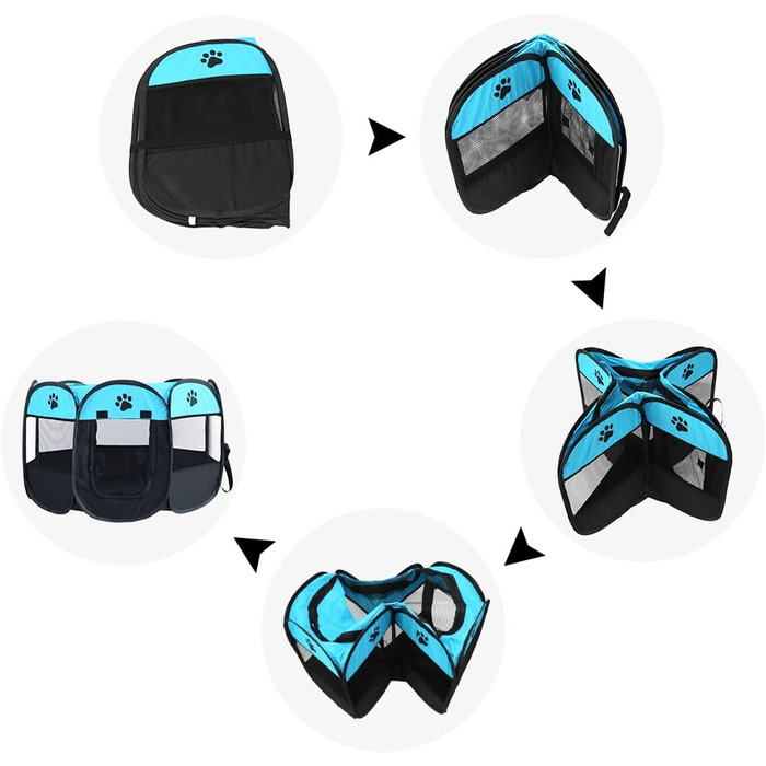 Клітка-забіг для цуценят та собак, складана, 73x73x43 см (Blue+Black)