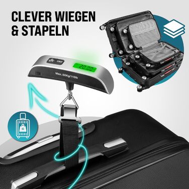 Набір валіз MONZANA® 3шт з TSA замком, органайзером, вагами та ременем. Чорний, M-L-XL