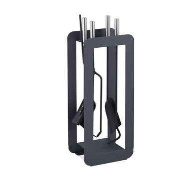 Relaxdays 5-Piece Fireplace Tool Set in Grey/Silver