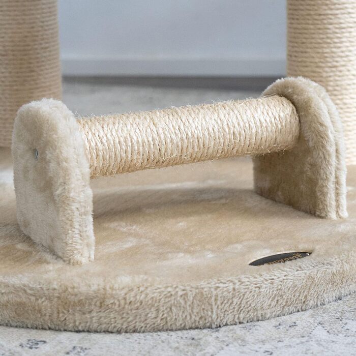 Кігтеточка HAPPYPET для котів велика 181 см - стабільний кігтеточний комплекс, товсті стовпи 11 см, будиночок та ігровий тунель, великі лежанки, стійка з когтеточкою (Бежевий)