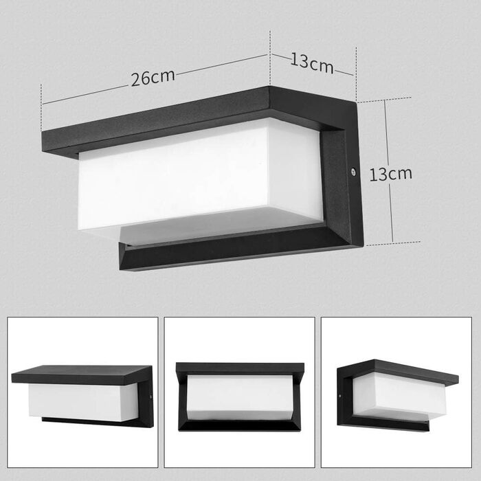 LED вуличний світильник Lightsjoy 18W, IP66, водонепроникний, алюміній, нейтрально-білий світлодіодний світильник для фасаду, тераси, гаража