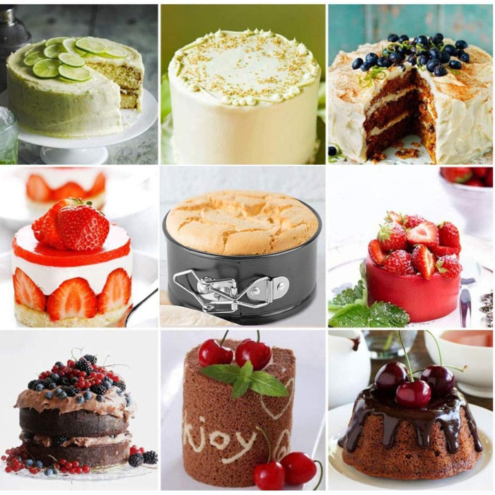 Набір форм для випічки (3 шт.) діаметром 12/18/22 см, круглі, з антипригарним покриттям, для тортів та кішок, чорний колір