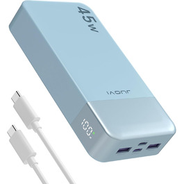 Power Bank JUOVI J2621, 20000mAh, 45W, для Switch, MacBook, iPhone, Samsung, Steam Deck та інших пристроїв (блакитний)