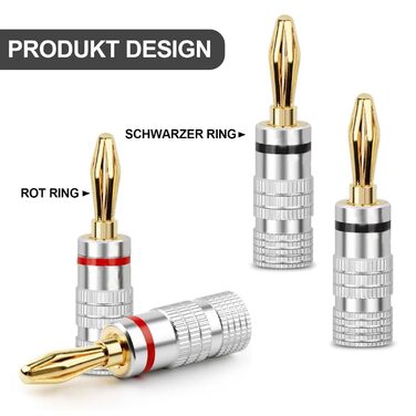 4 шт. бананові конектори для акустичних кабелів, 4 мм, аудіо-роз'єми для підключення до підсилювача, сумісні з кабелями до 4 мм