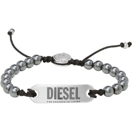 Чоловічий браслет Diesel з напівцінними каменями та застібкою-ковзанням (сріблястий)