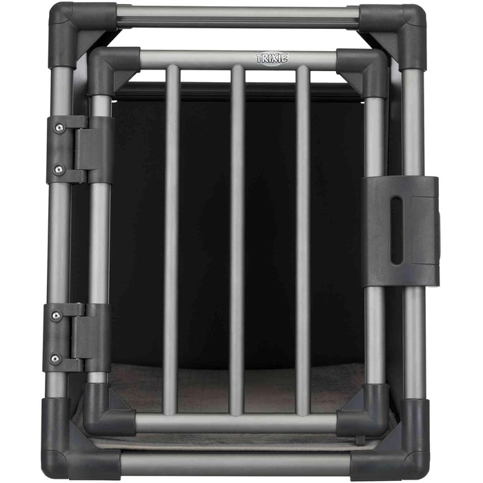 Тріксі переносна переносна клітка для собак з алюмінію, сіра, розмір L (61 x 48 x 56 см) - стабільна, тиха, з нековзною підстилкою