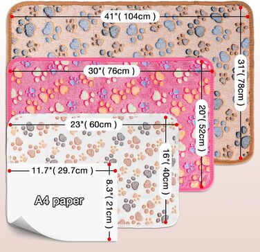 М'яка ковдра для собак та котів, 3 шт. - тепла, флісова, для собак середніх та маленьких порід (відбиток лапки)