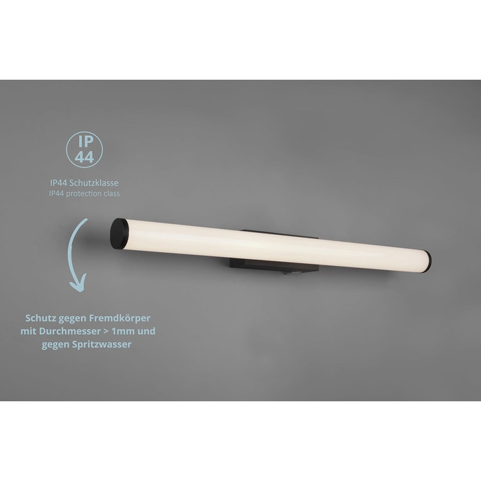 lightling LED Wall Light/Bathroom Light/Mirror Light Leo, Protection Class IP44, in matte black metal, 80.4 x 5.5 x 8.5 cm (60 cm black)